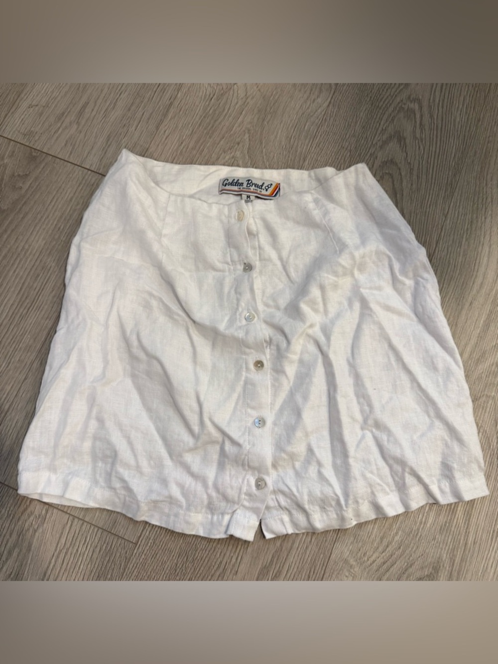 White Button-Front Mini Skirt